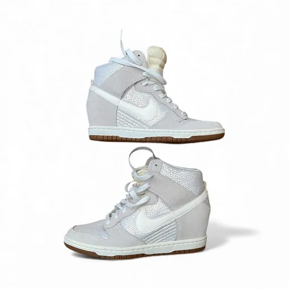 Nike Dunk Sky Hi Hidden Wedge Sneakers Metallic Silver Size 7 - Picture 6 of 10